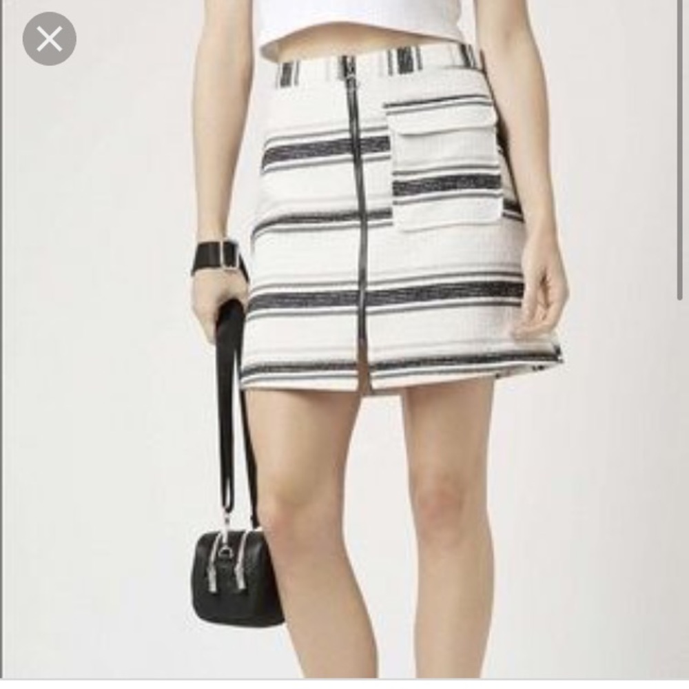 Topshop front zip stripe skirt